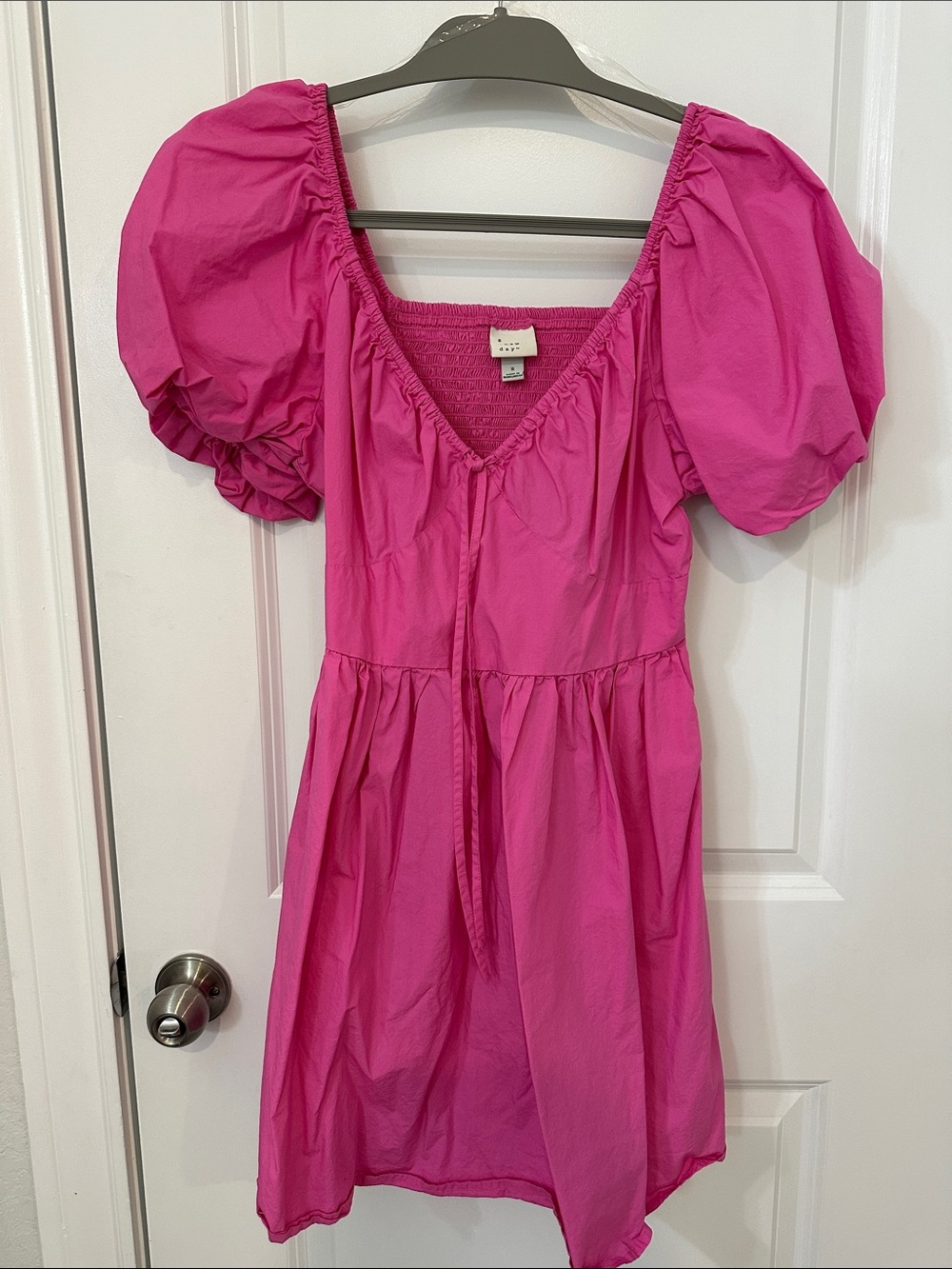 a new day Bright Pink Puff-Sleeve Mini Dress